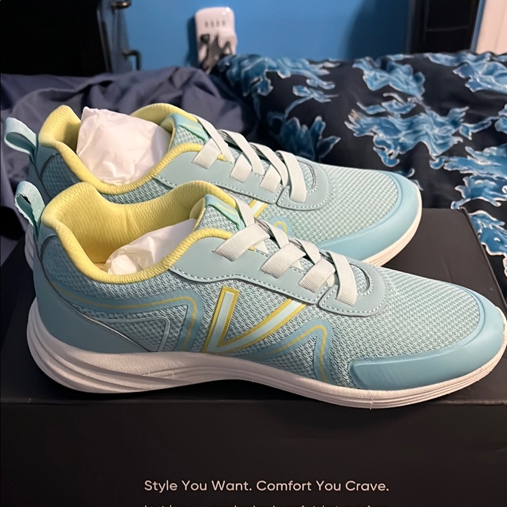 Stylish Blue and Yellow Women's Sneakers
